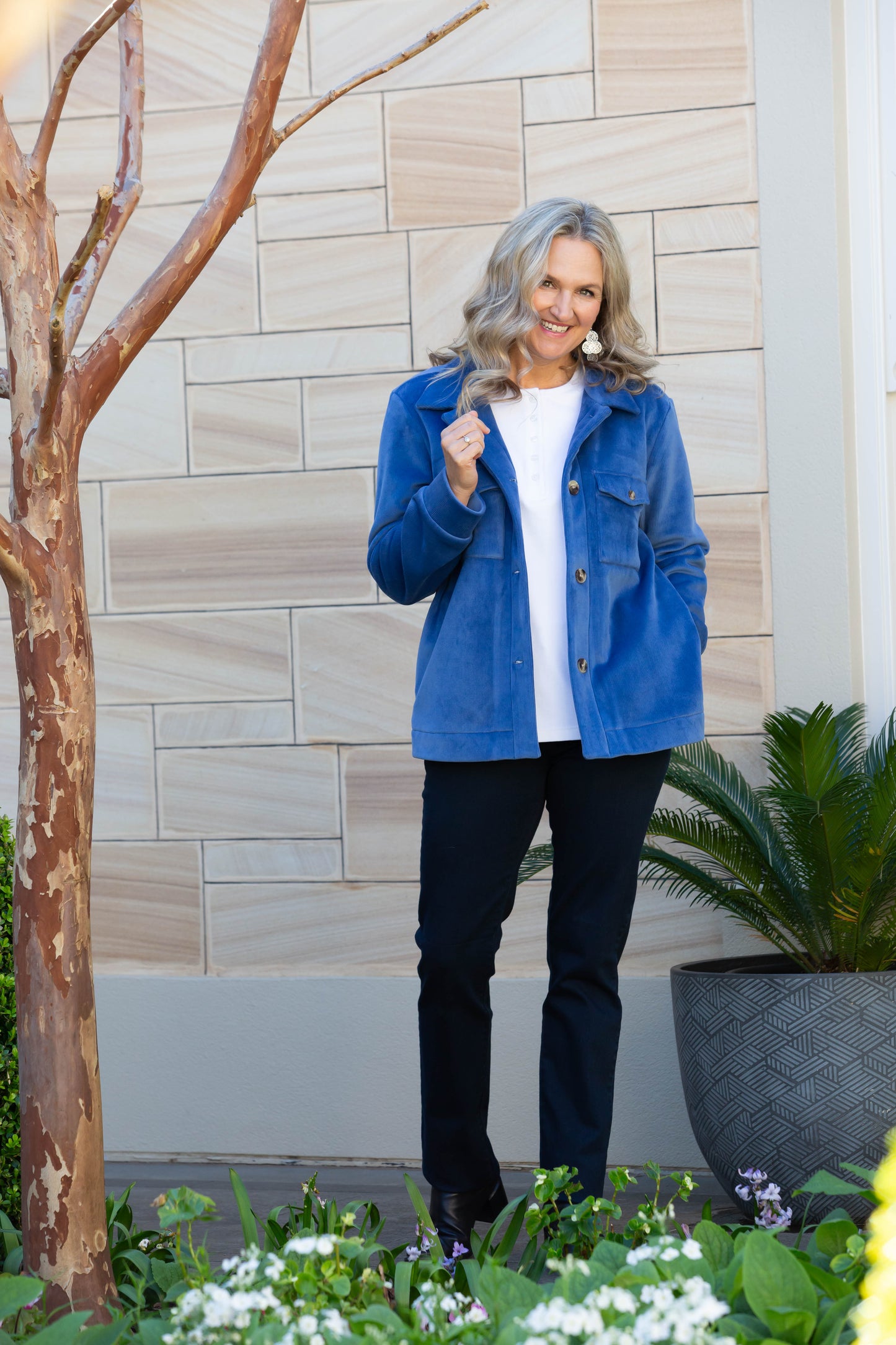 Velvet - Touch stretch cord jacket - 9232 Blue