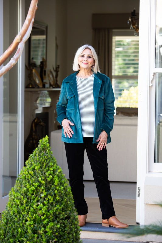 Velvet -Touch stretch cord jacket - 9232 Green