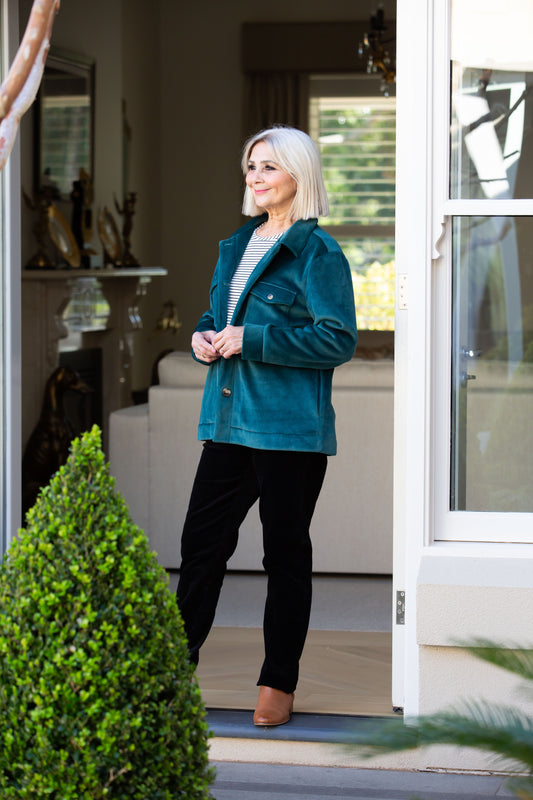 Velvet -Touch stretch cord jacket - 9232 Green