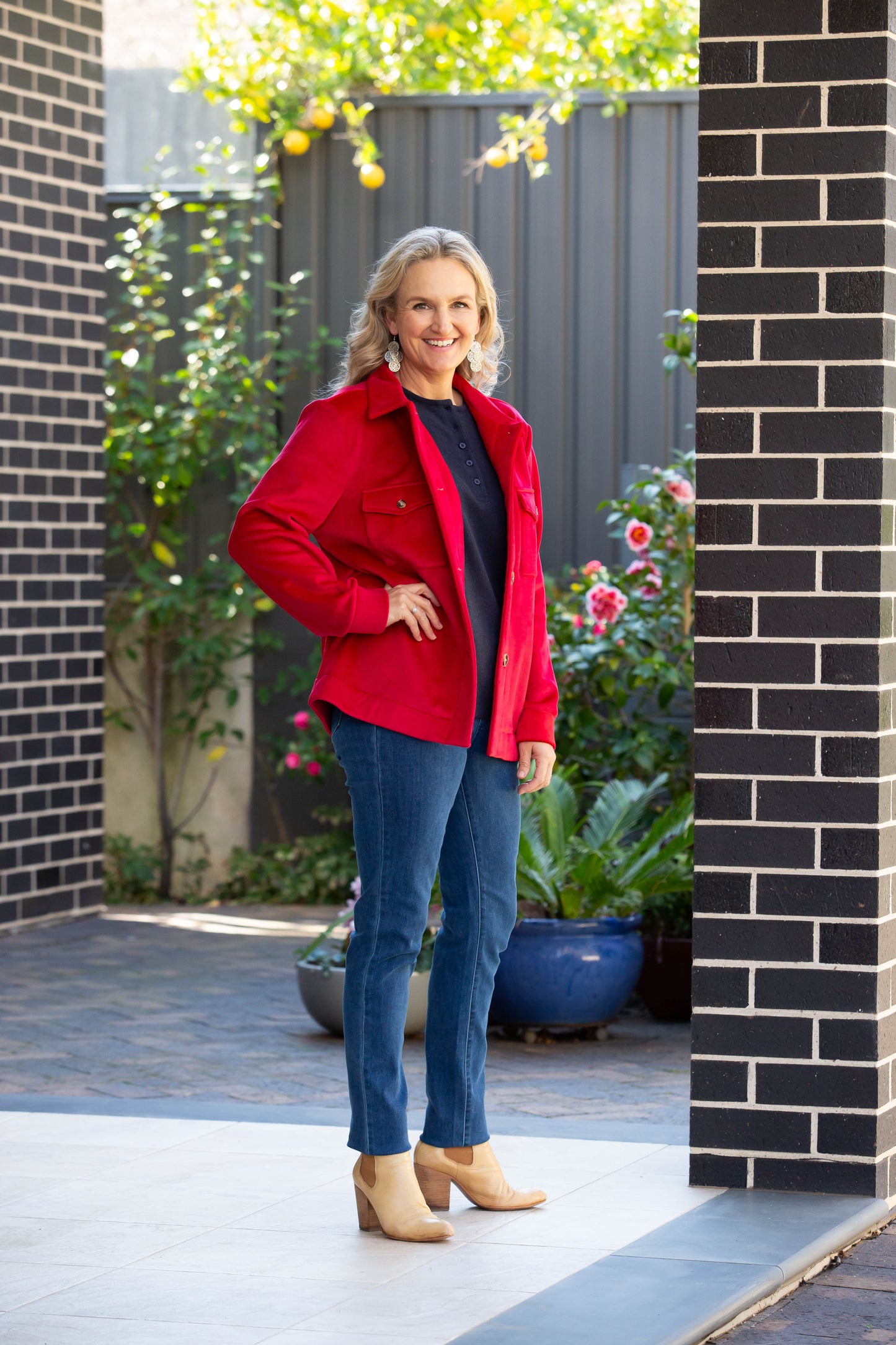 Velvet - Touch stretch cord jacket - 9232 Red
