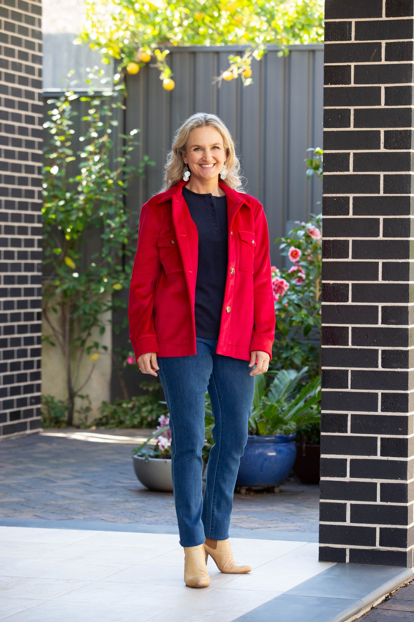 Velvet - Touch stretch cord jacket - 9232 Red