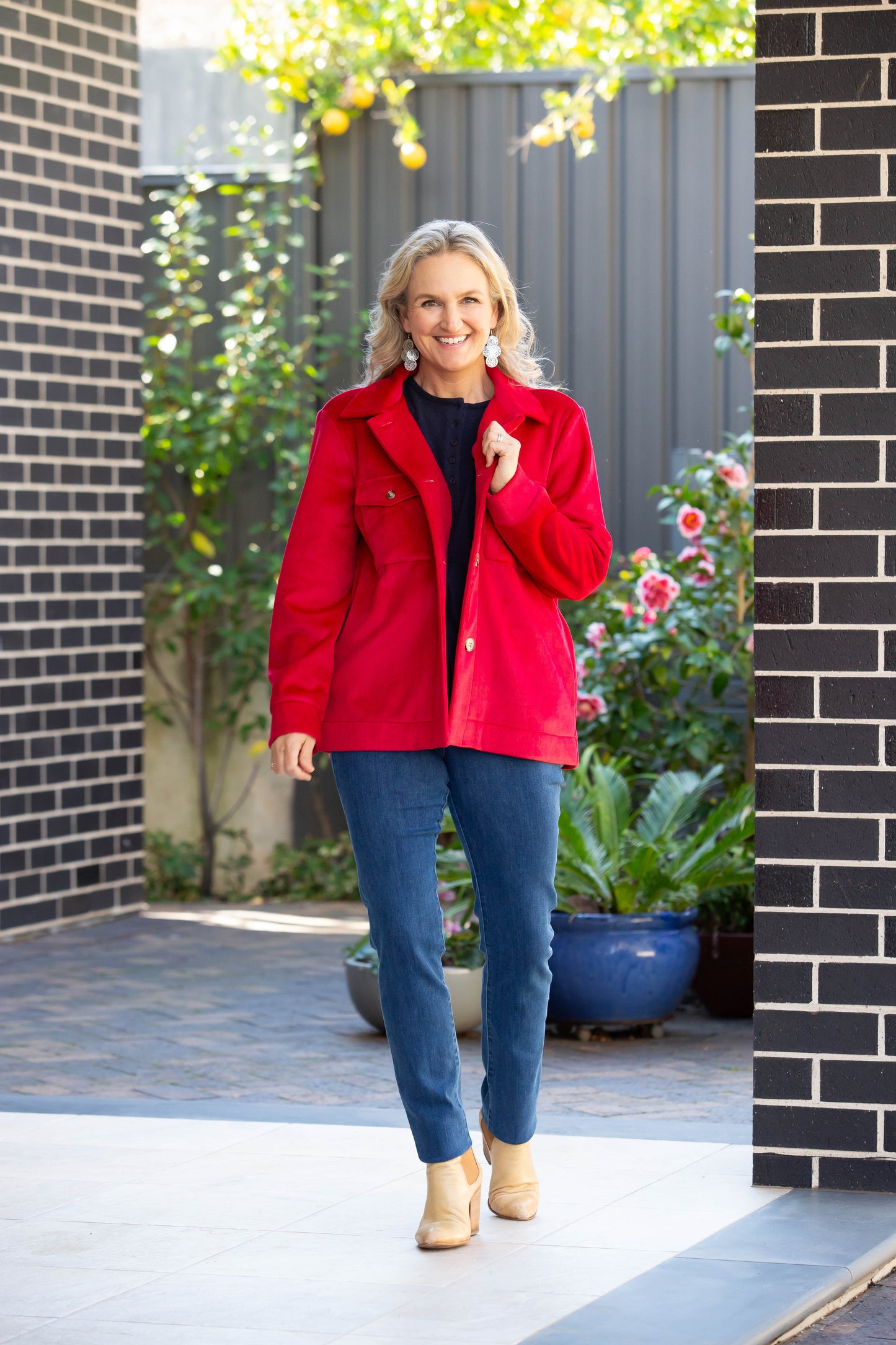 Velvet - Touch stretch cord jacket - 9232 Red