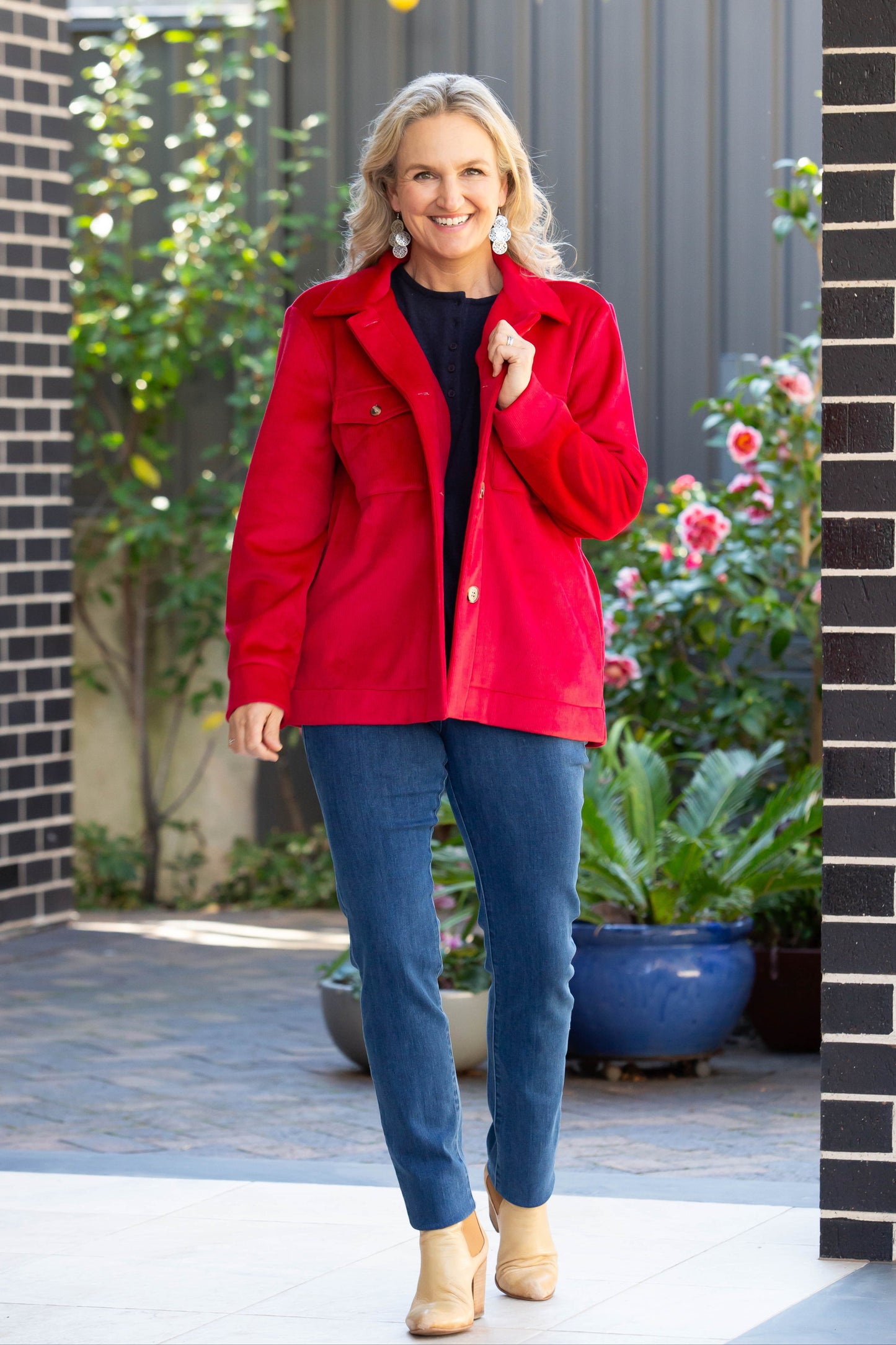 Velvet - Touch stretch cord jacket - 9232 Red