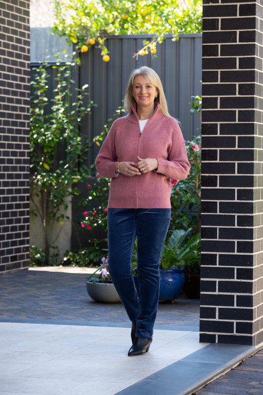 Two way stretch cord pull on pant with back patch pockets #6007 Storm Blue