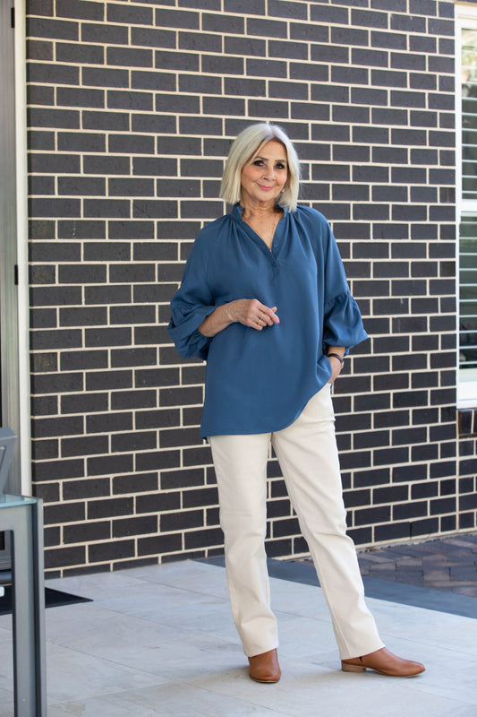 Straight leg 5pkt stretch denim jean #6945 Natural