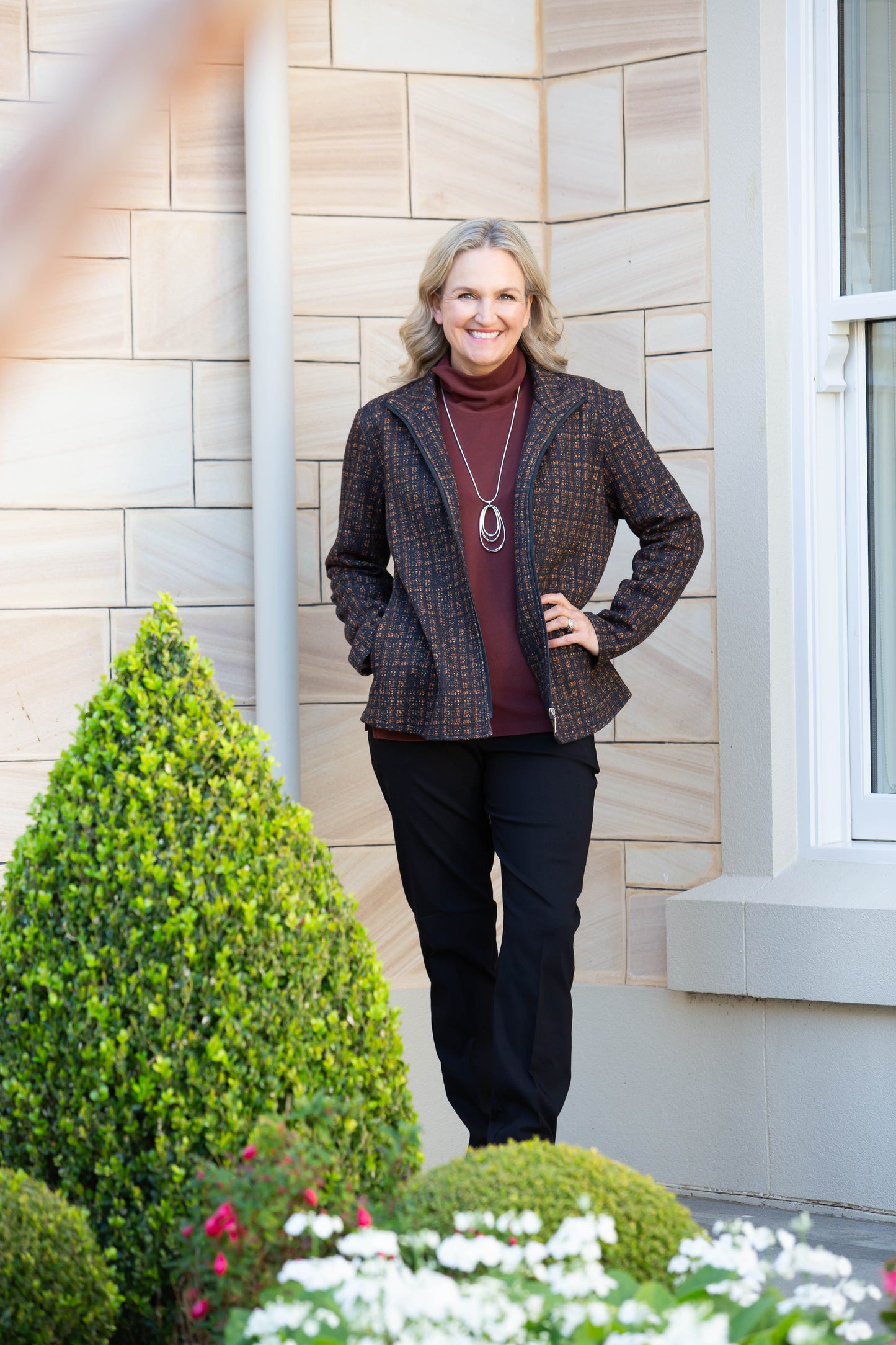 Zip-up cotton blend print jacket with seam pockets 9381 Black Multi