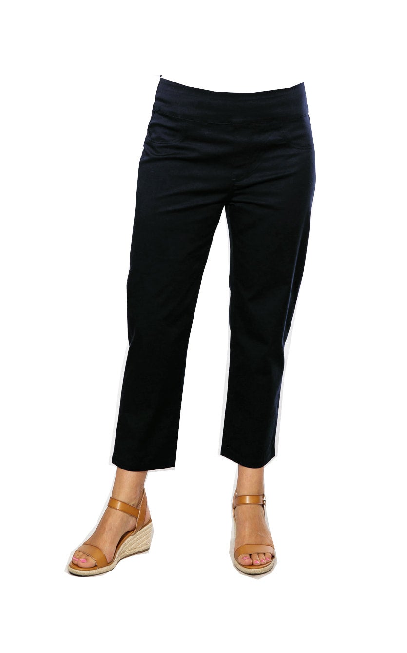 Stretch cotton crop capri pant #6088 Black