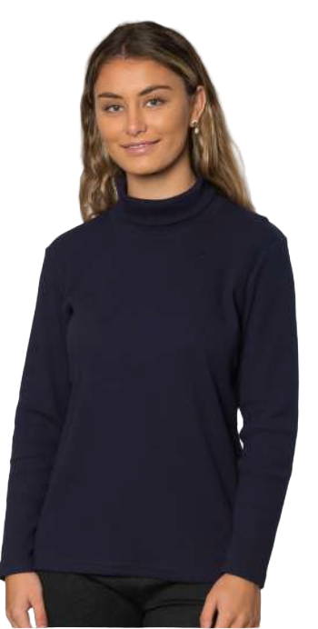 Long sleeve stretch cotton ribbed turtle neck top #227 Navy