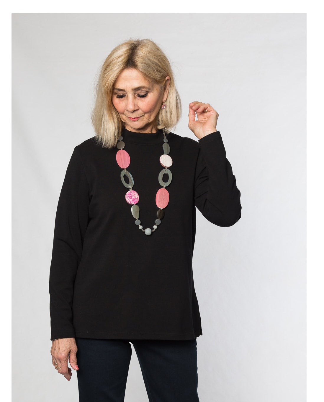 Mock Turtle neck long sleeve stretch cotton plain skivvy #226 Black