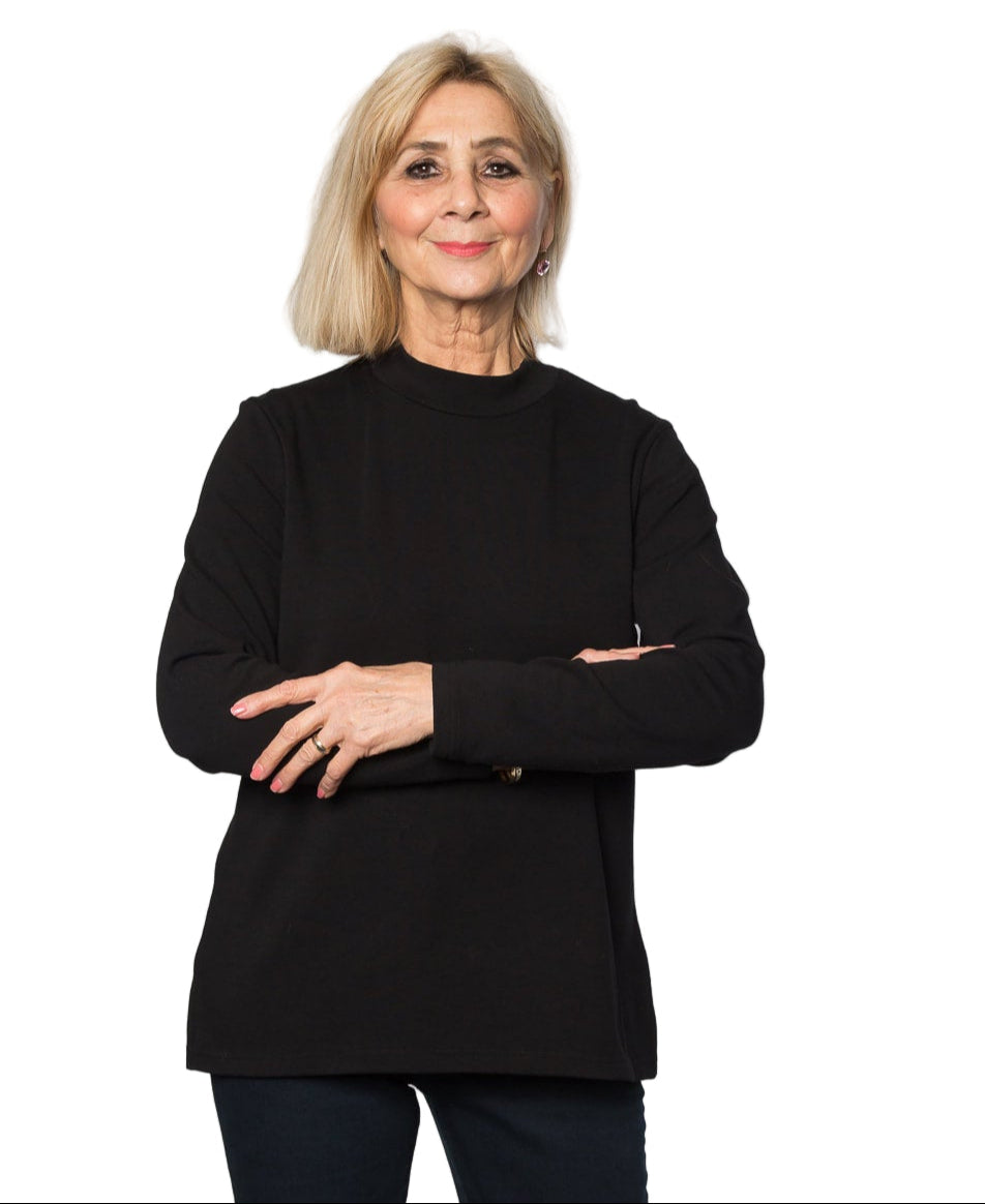 Mock Turtle neck long sleeve stretch cotton plain skivvy #226 Black
