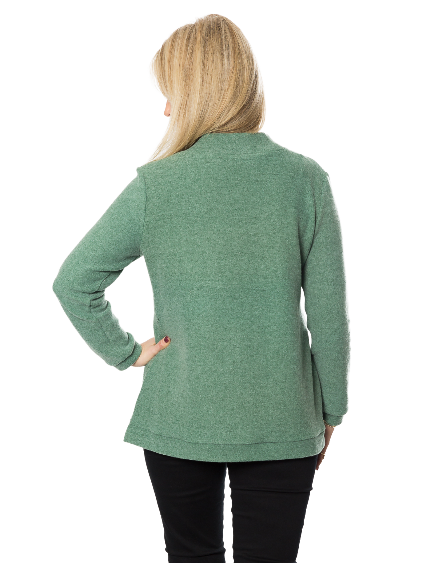 V-Neck A-line Knit sweater - #590 Green