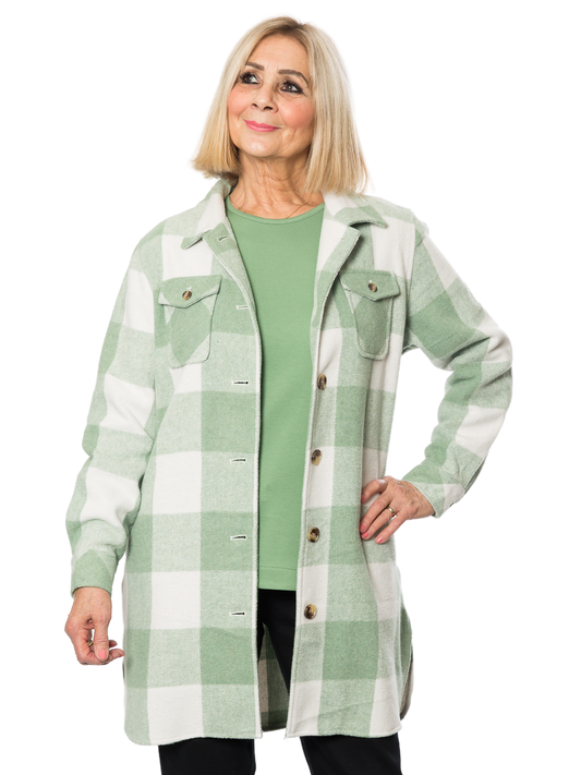 Wool Blend Check Shacket Jacket – #9068 Green
