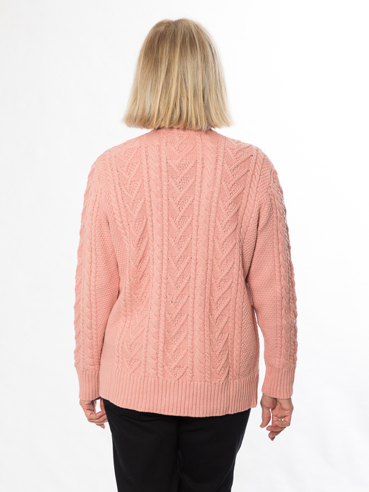 Cable knit cardigan #5007 Pink