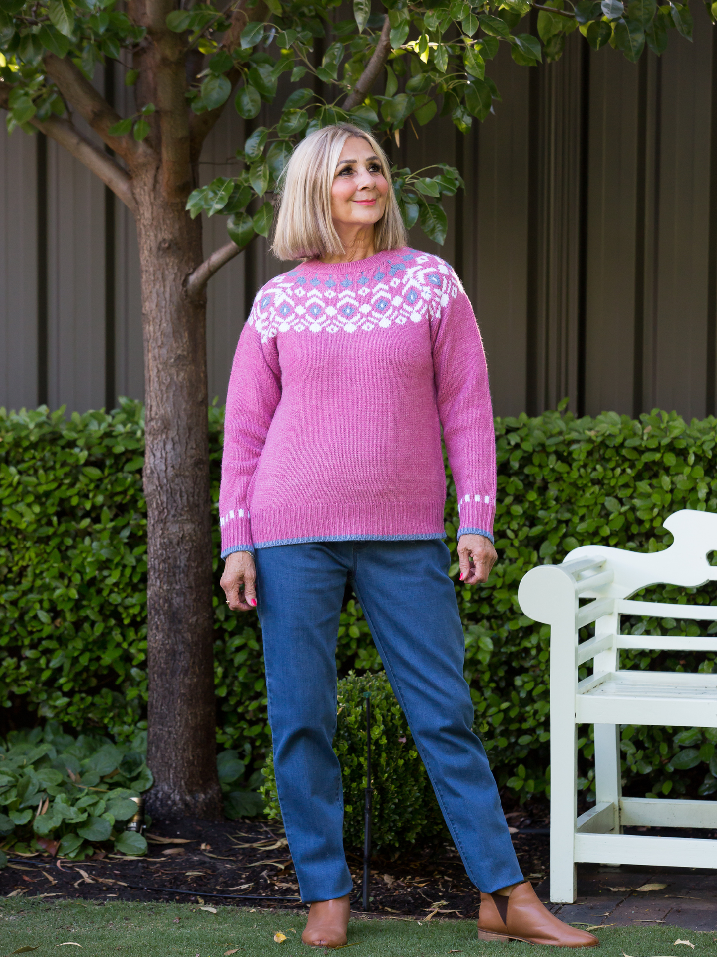 Fairisle knit sweater #5190 Pink