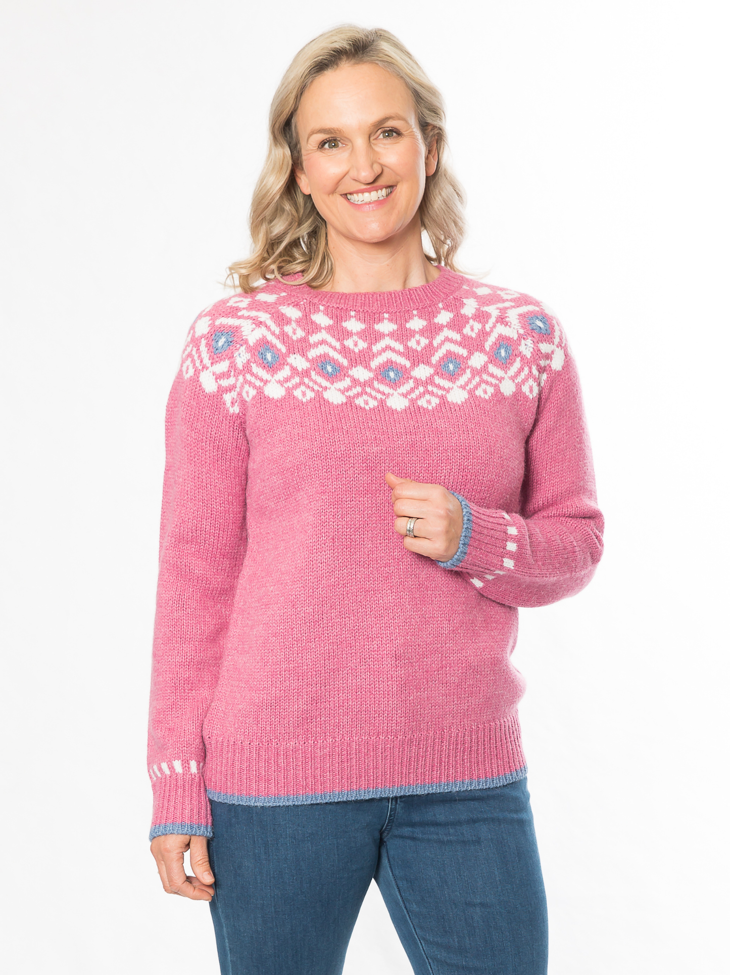 Fairisle knit sweater #5190 Pink