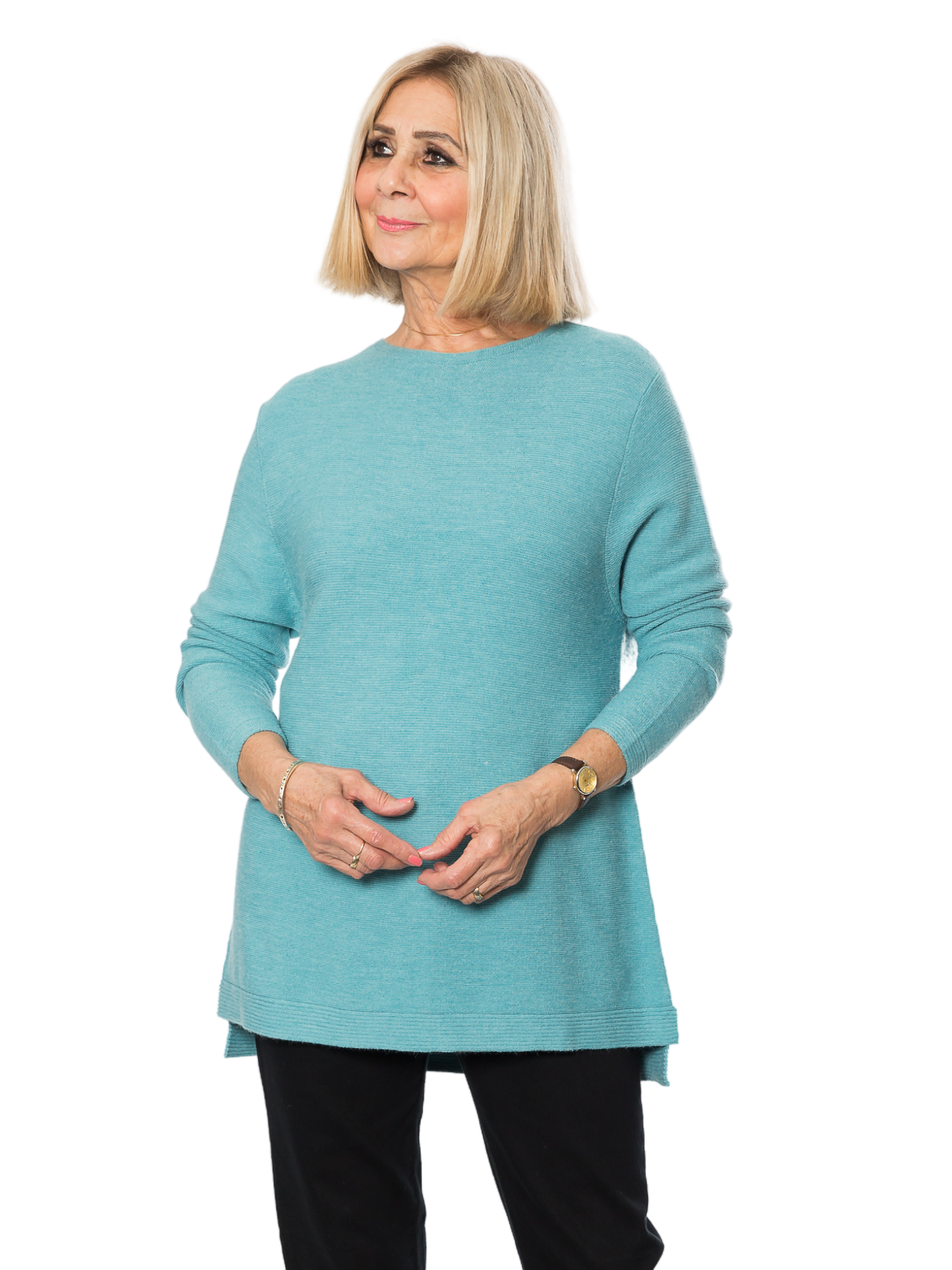 A-line round neck Knit Tunic #5521 Sea Mist