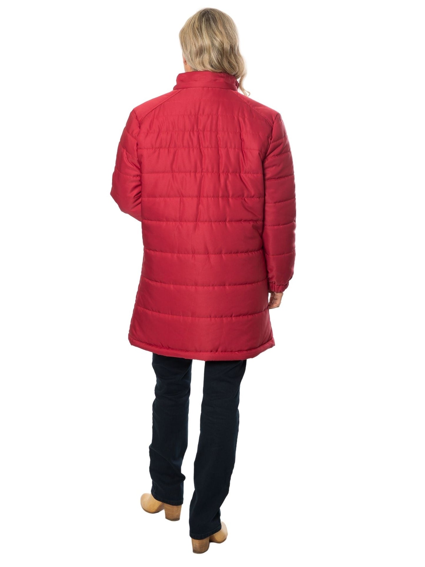 Thigh length quilted Coat with detachable hood #9620 Chilli