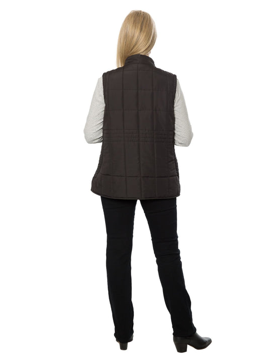 Quilted vest with detail stitching at waist #2412 Black