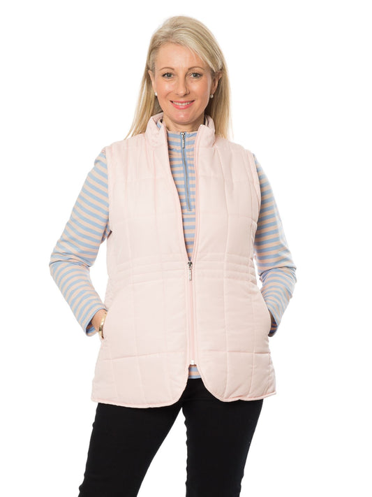 Quilted vest with detail stitching at waist & sides #2412 Blush
