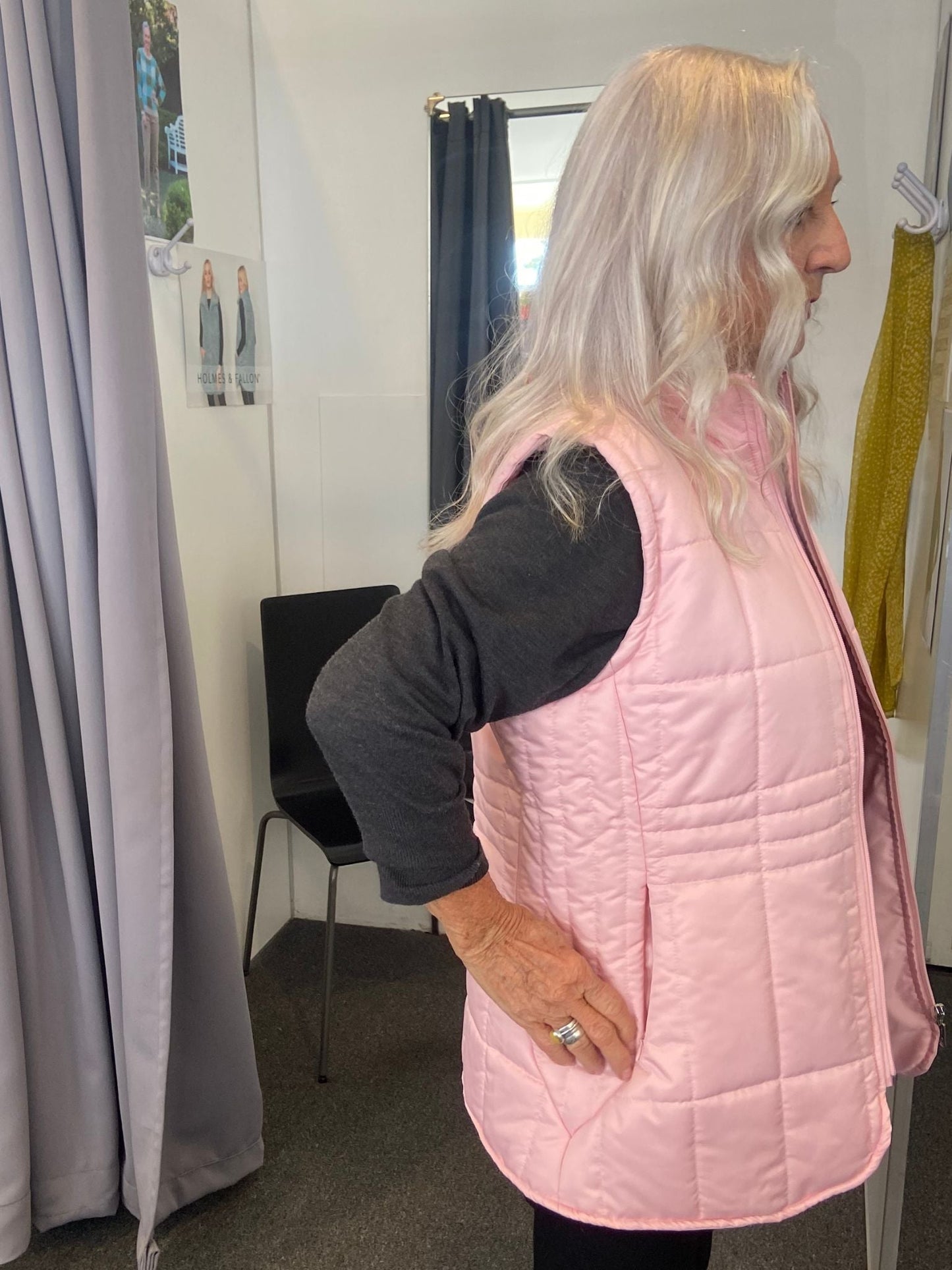 Quilted vest with detail stitching at waist & sides #2412 Blush