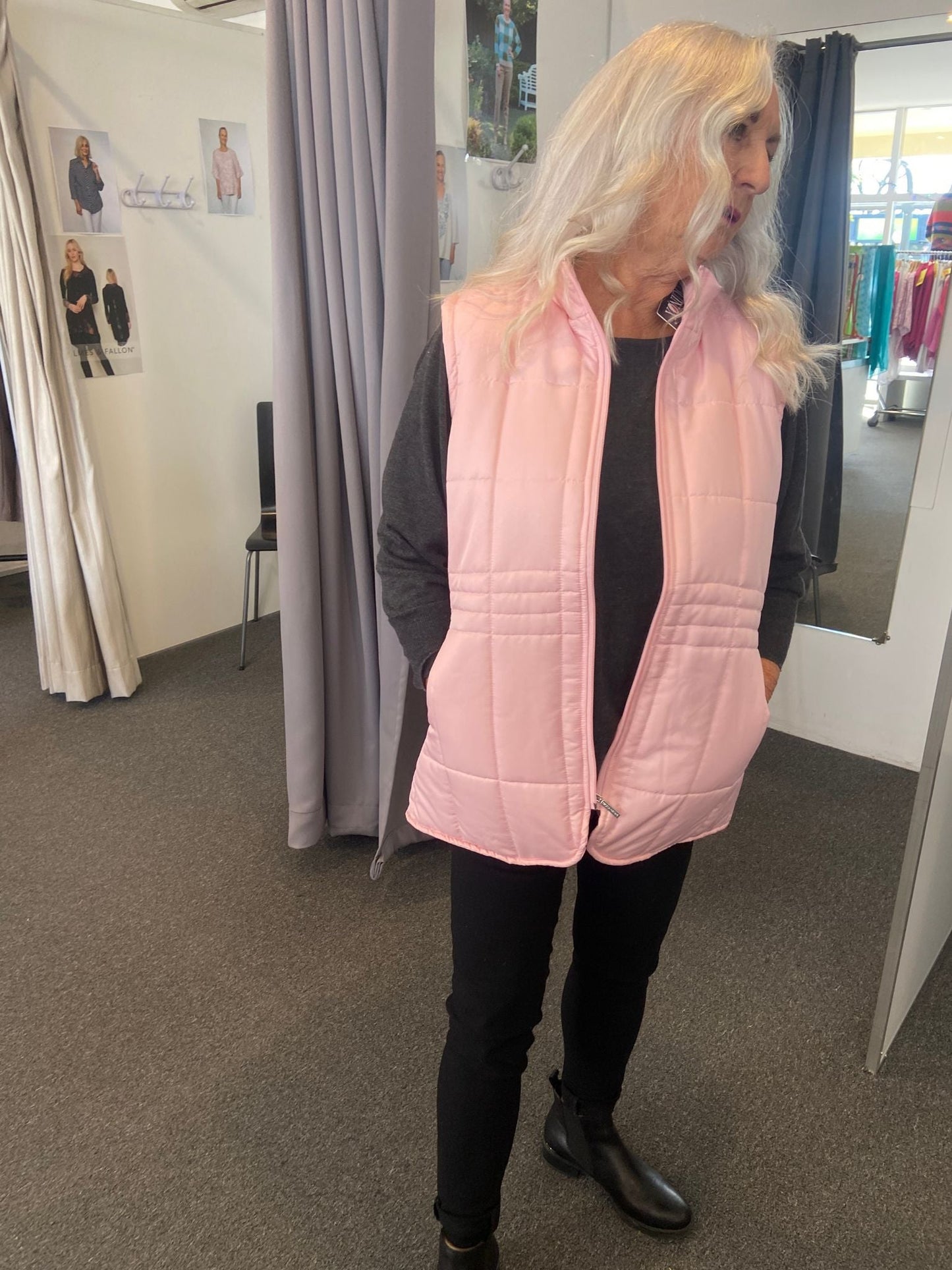 Quilted vest with detail stitching at waist & sides #2412 Blush