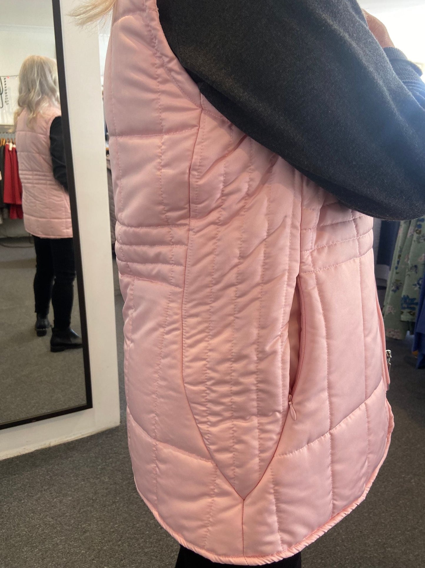 Quilted vest with detail stitching at waist & sides #2412 Blush