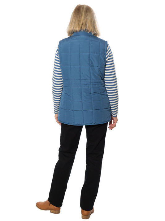 Quilted vest with detail stitching at waist #2412 Blue