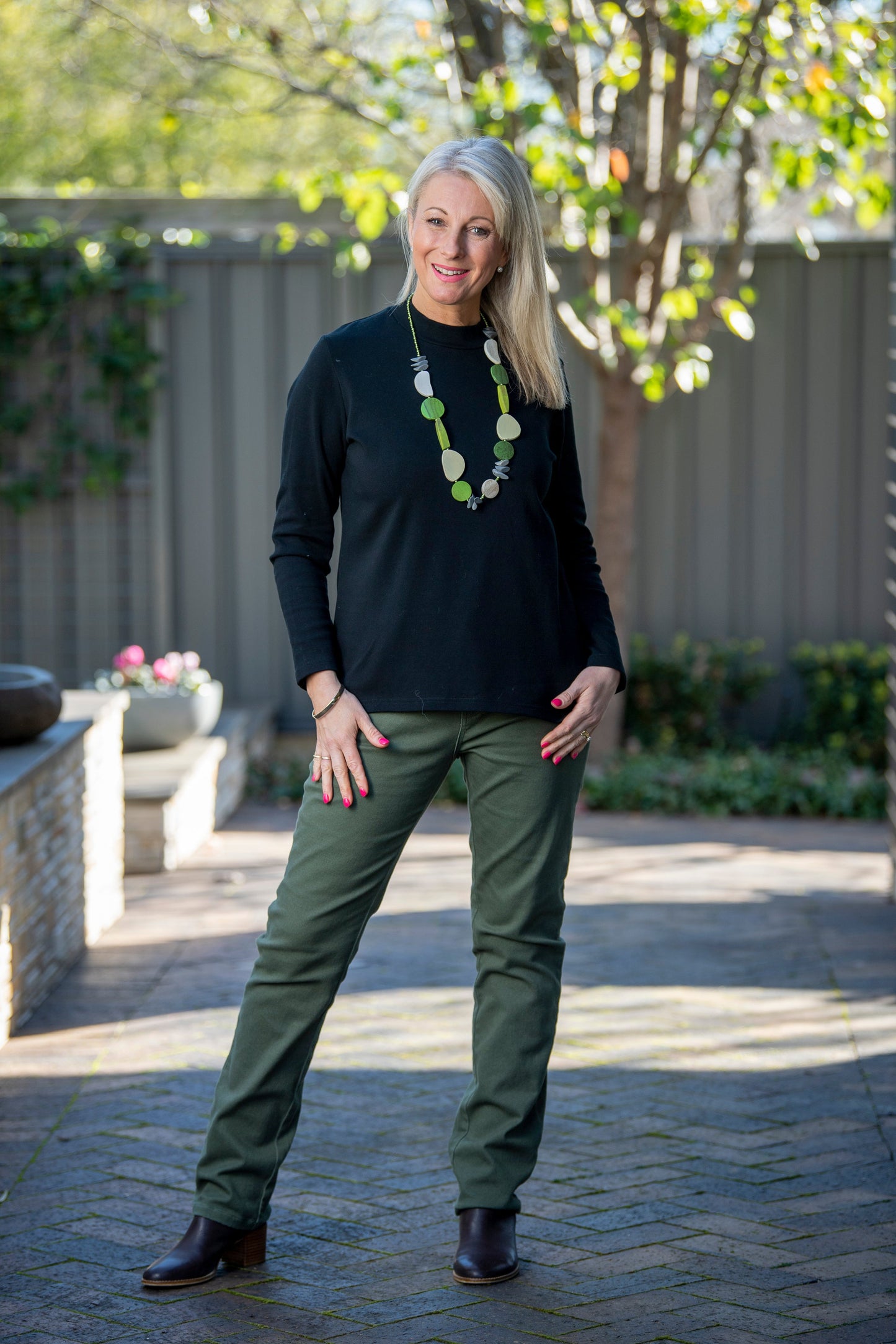 Stretch cotton 5 pocket jean #6945 Green