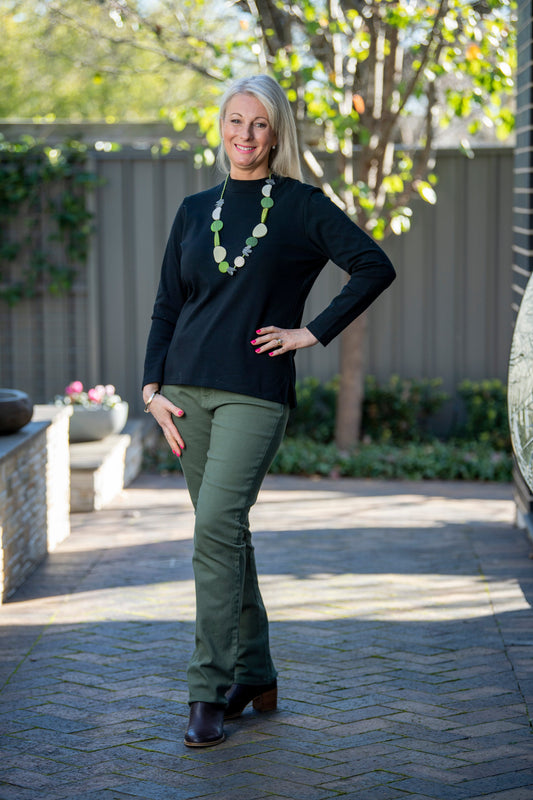 Stretch cotton 5 pocket jean #6945 Green