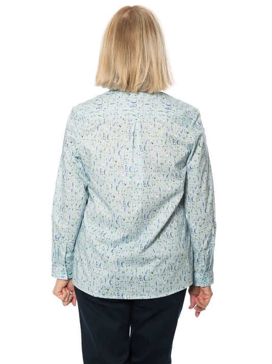 Pure 100% Cotton Long Sleeve Alphabet Print Shirt #3196 - Blue