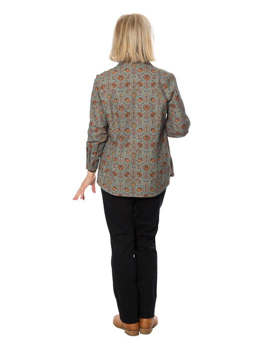 Pure 100% Cotton Long Sleeve Antique Print Shirt #3970