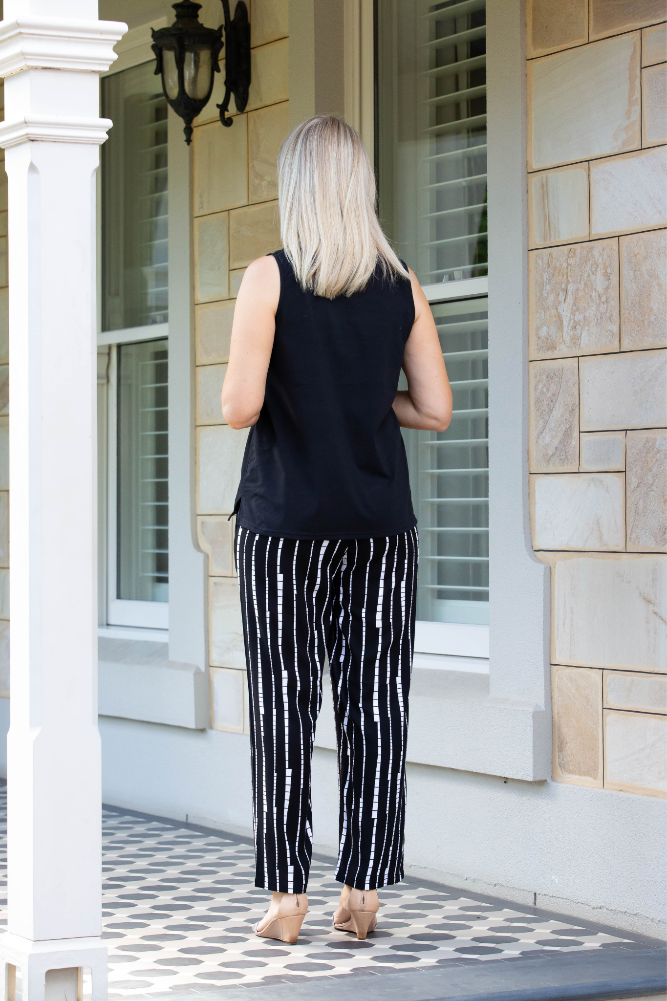 Sleeveless stretch cotton top #115 - Black