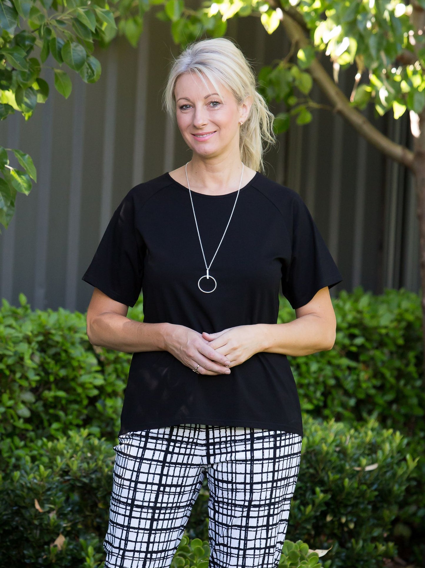 Stretch Raglan Sleeve round neck T-Shirt #149 - Black