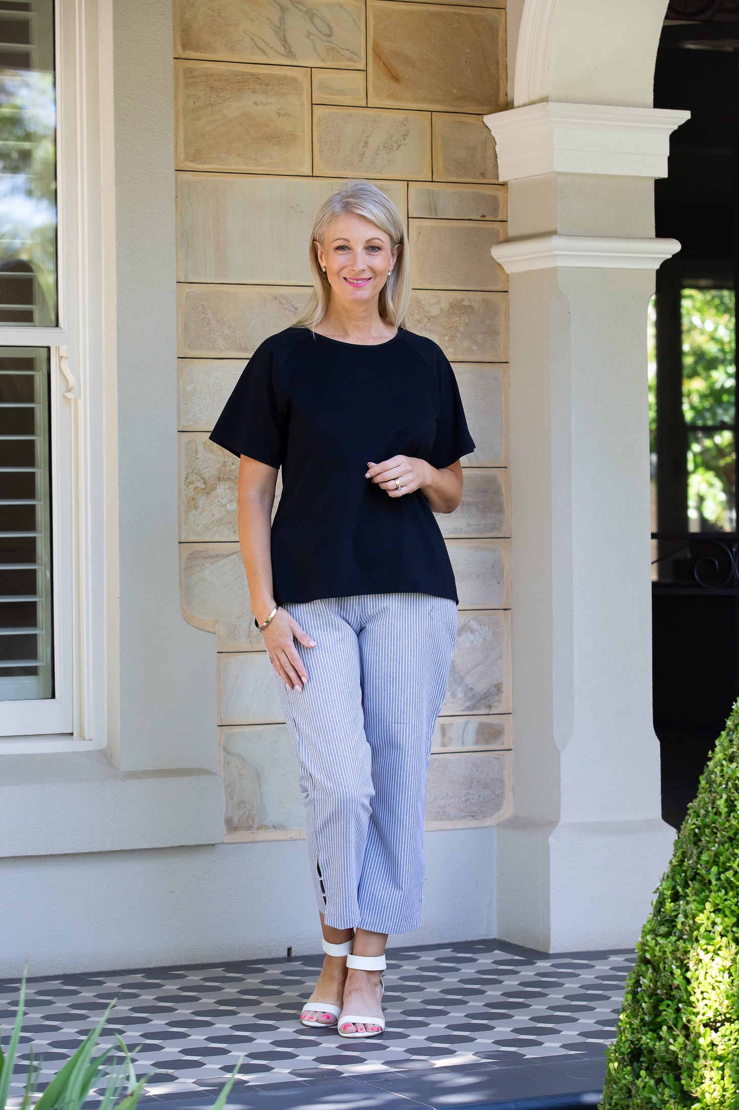 Stretch Raglan Sleeve round neck T-Shirt #149 - Black