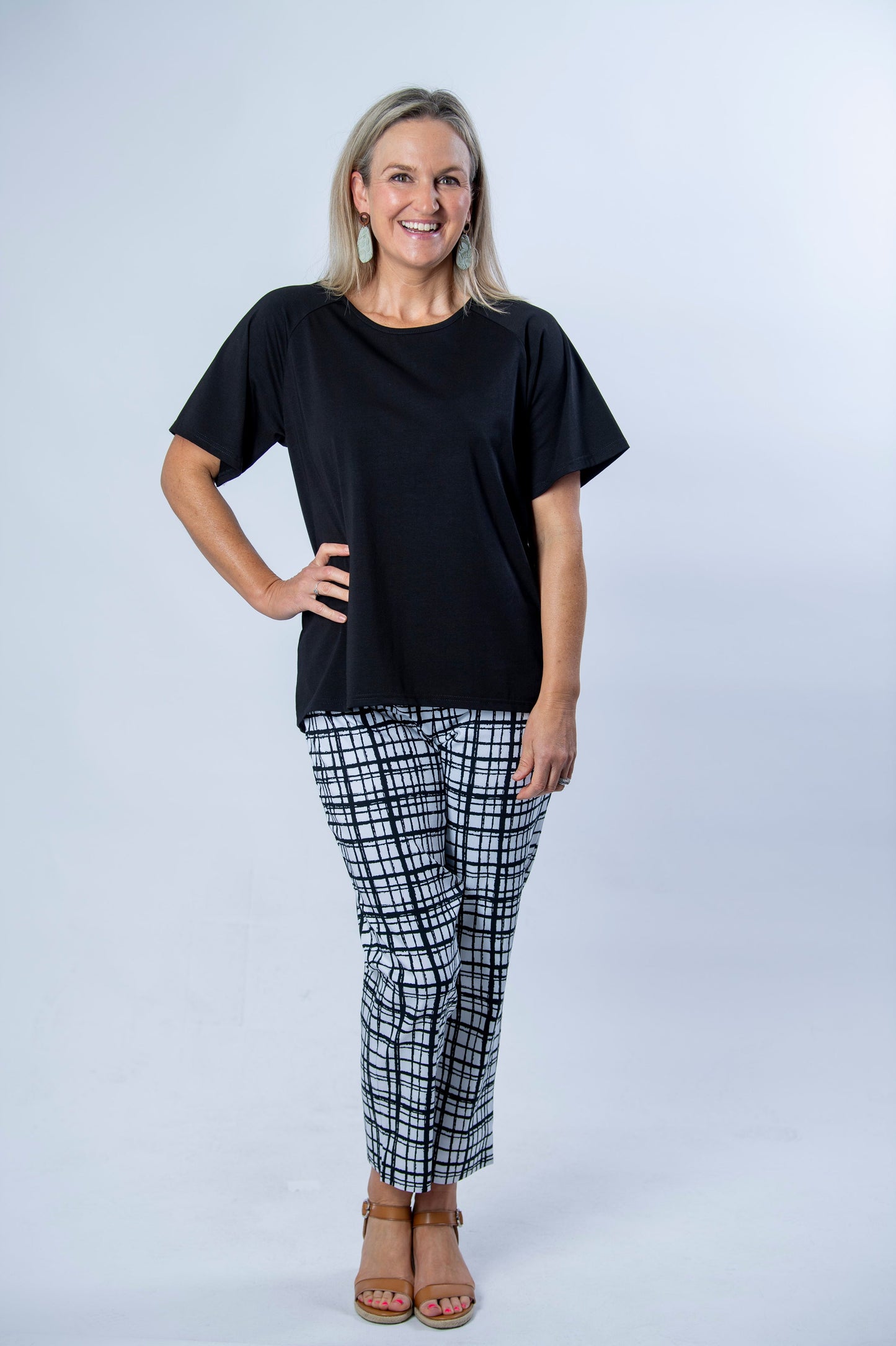Stretch Raglan Sleeve round neck T-Shirt #149 - Black