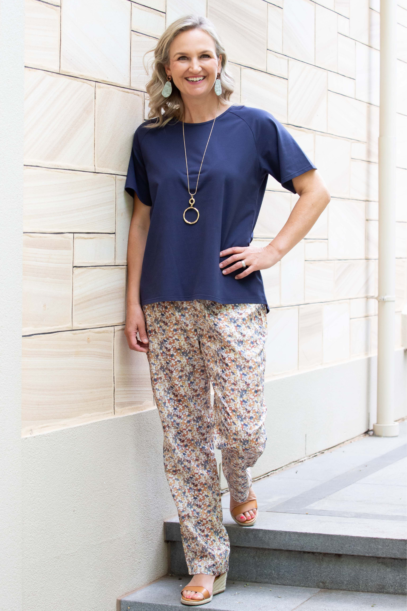 Stretch Raglan Sleeve round neck T-Shirt #149 - Navy