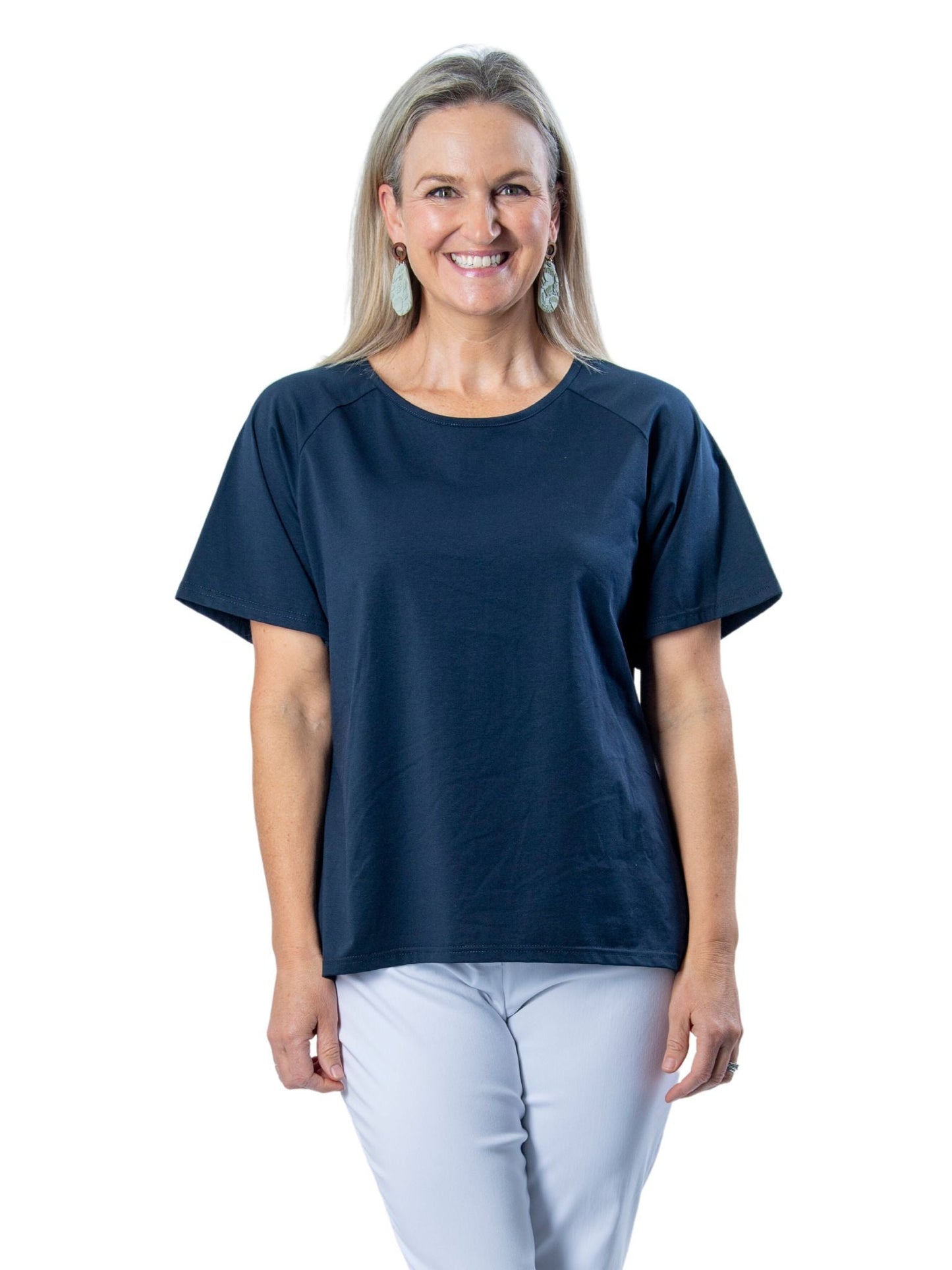 Stretch Raglan Sleeve round neck T-Shirt #149 - Navy