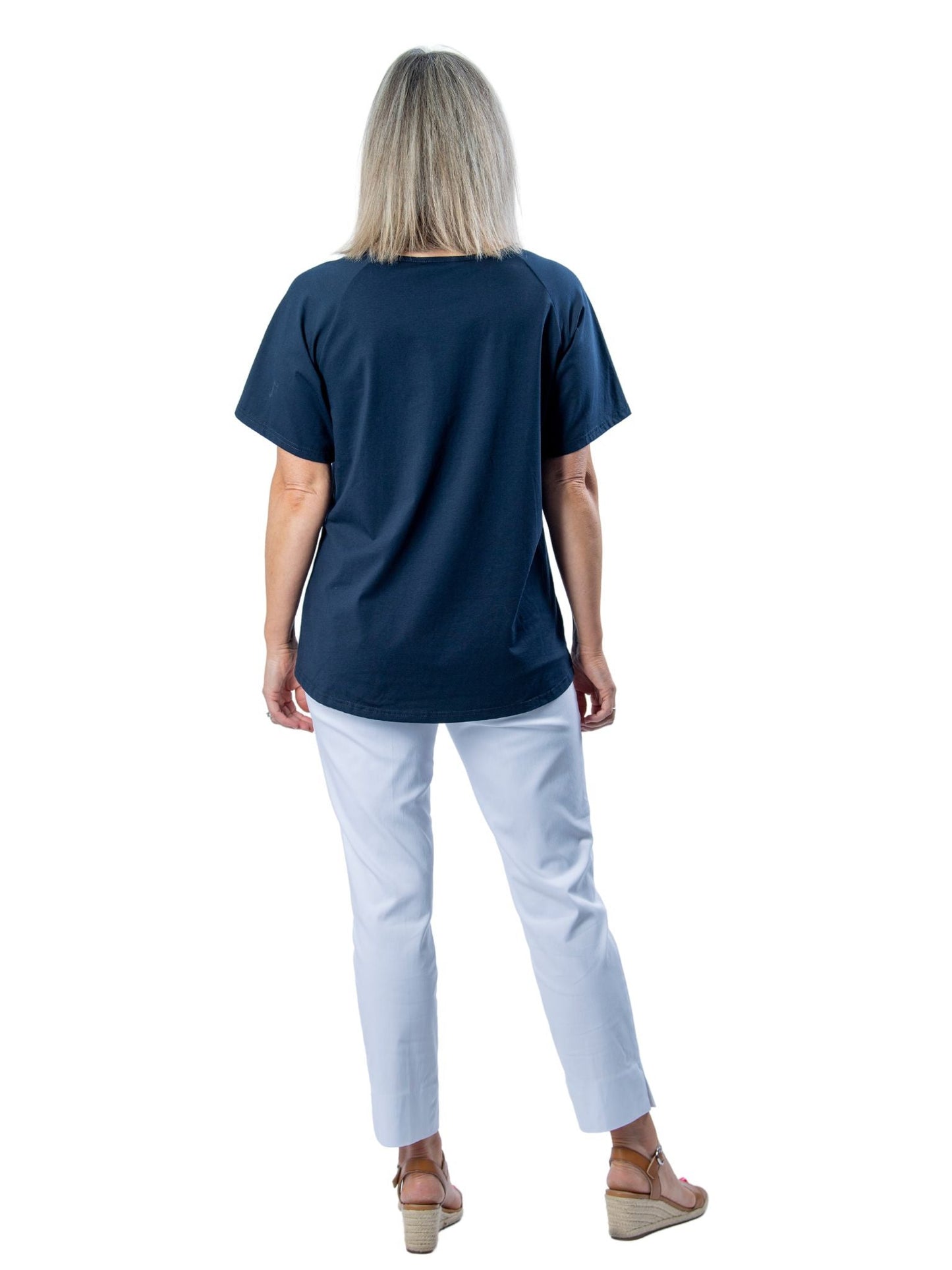 Stretch Raglan Sleeve round neck T-Shirt #149 - Navy