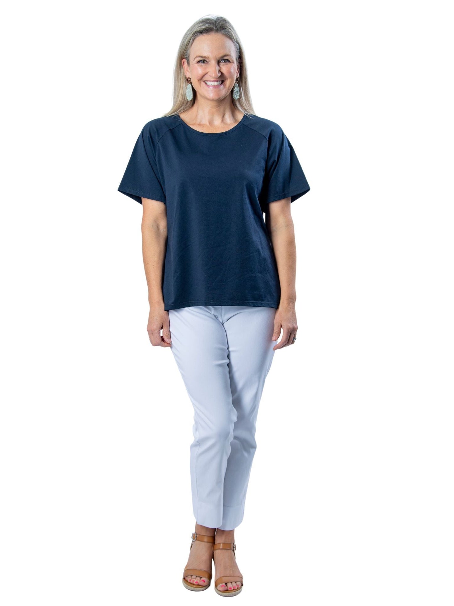 Stretch Raglan Sleeve round neck T-Shirt #149 - Navy