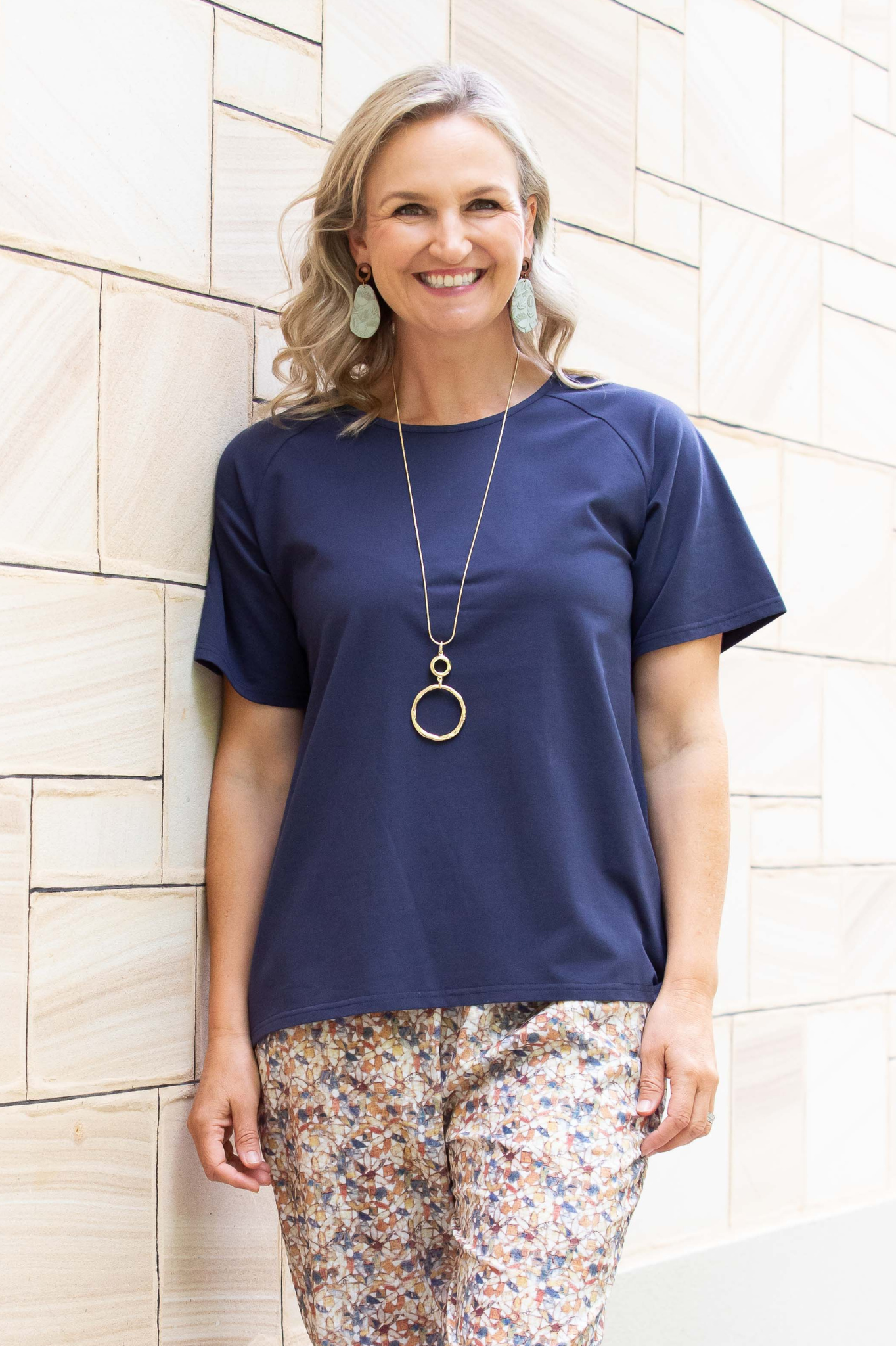 Stretch Raglan Sleeve round neck T-Shirt #149 - Navy