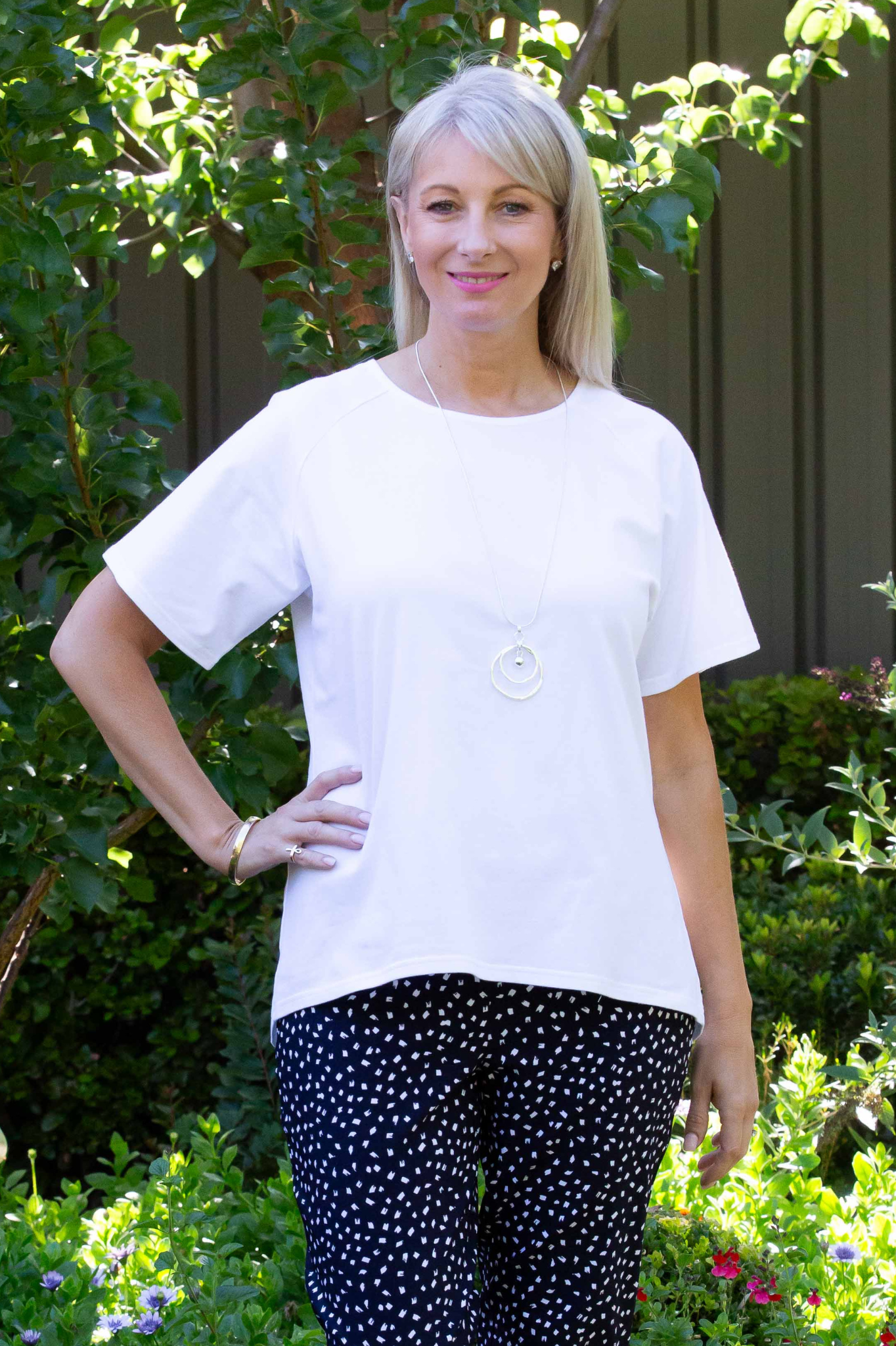 Stretch Raglan Sleeve round neck T-Shirt #149 - White