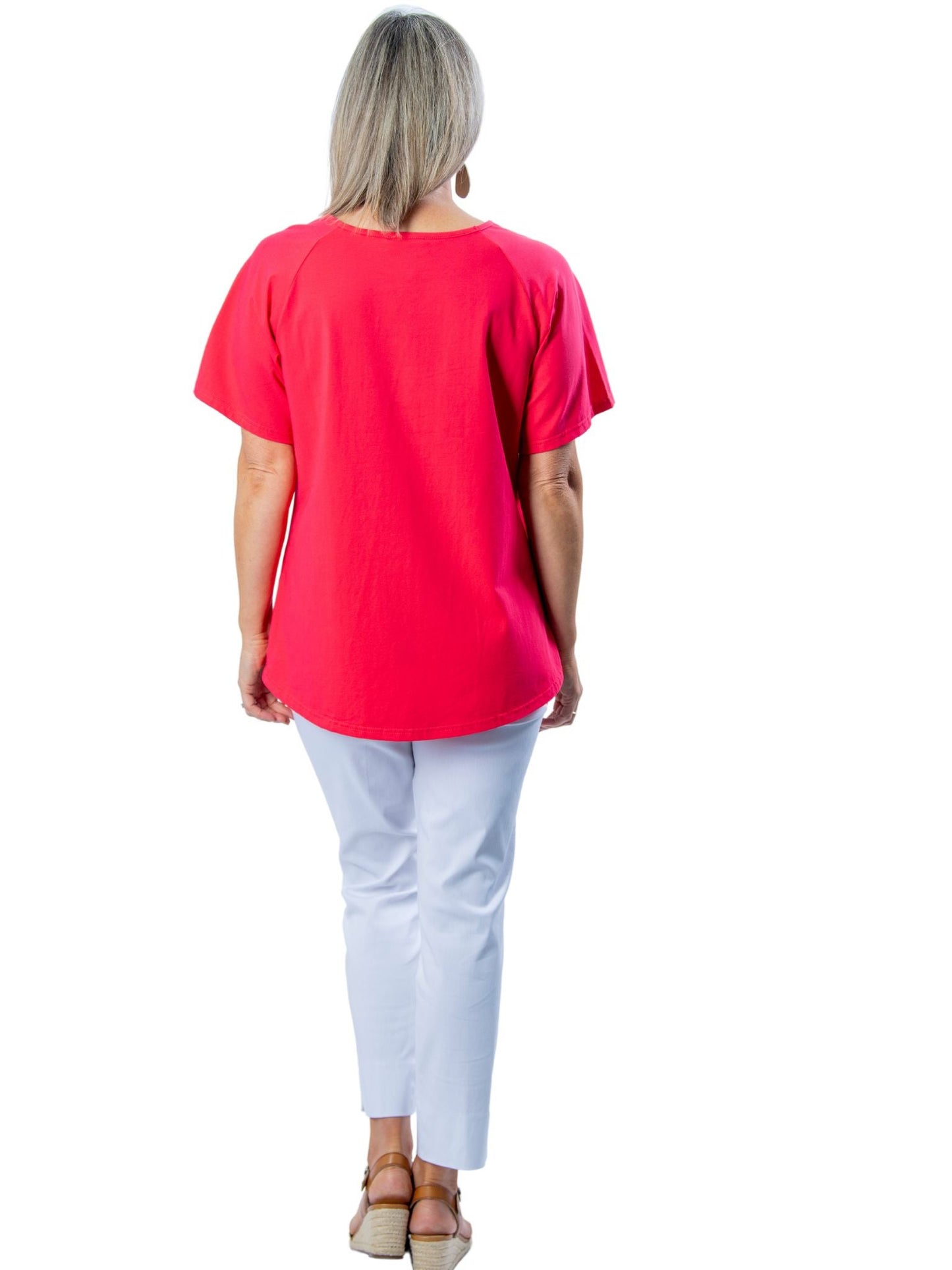 Stretch Raglan Sleeve round neck T-Shirt #149 - Rose