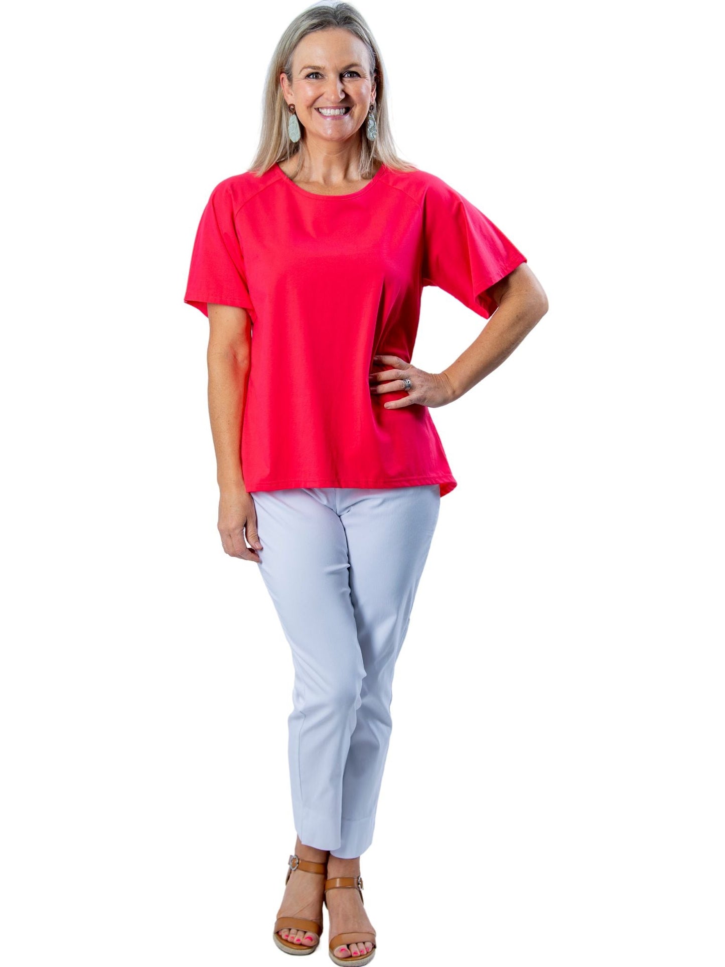 Stretch Raglan Sleeve round neck T-Shirt #149 - Rose