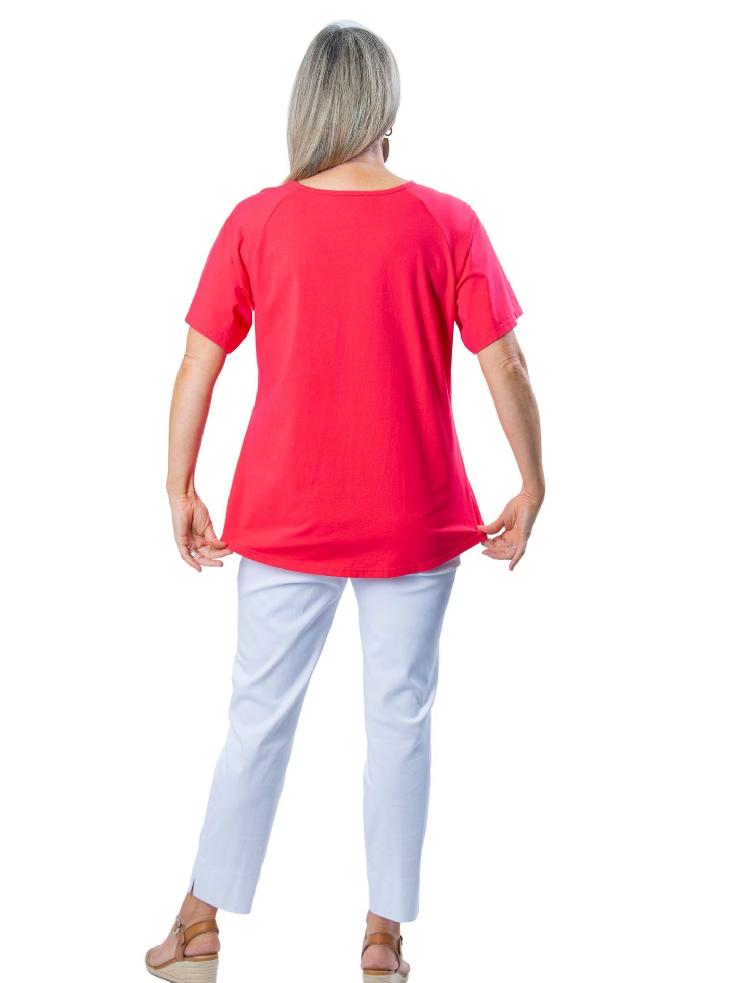 Stretch Raglan Sleeve round neck T-Shirt #149 - Rose
