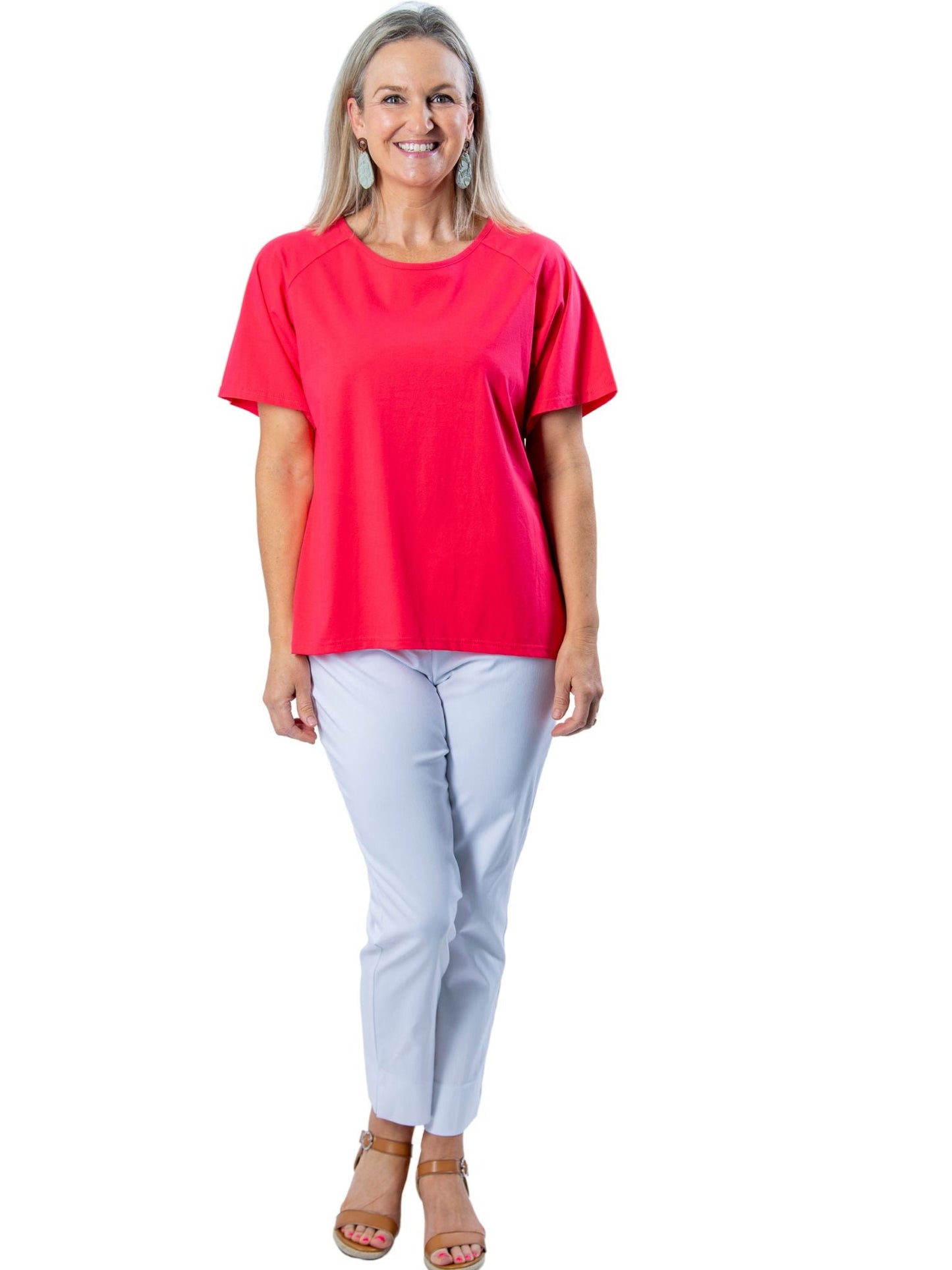 Stretch Raglan Sleeve round neck T-Shirt #149 - Rose
