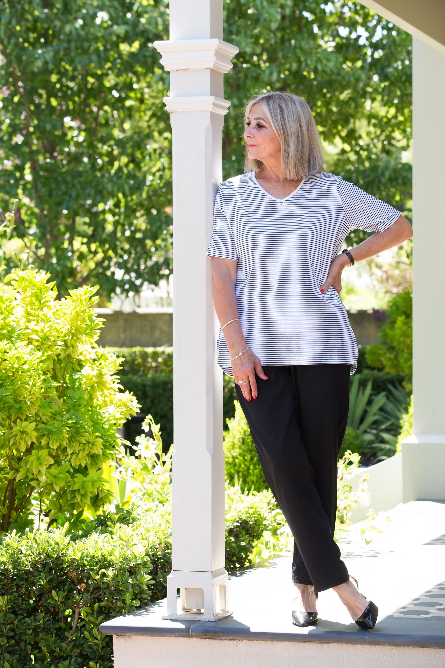 Straight leg Drawstring Pull-on style pants with side seam pockets #6126 Navy