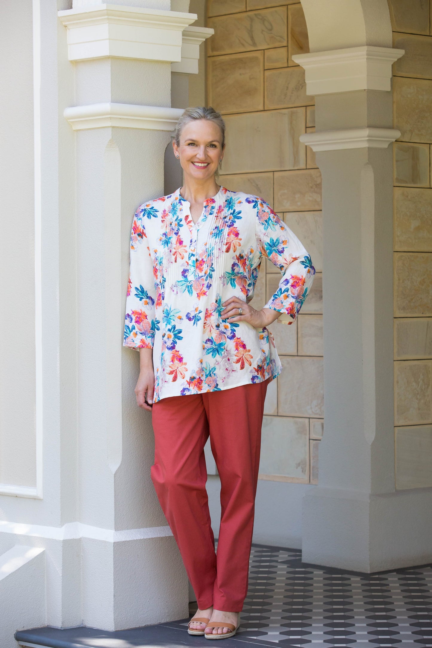 Straight leg Drawstring Pull-on style pants with side seam pockets #6126 - Paprika