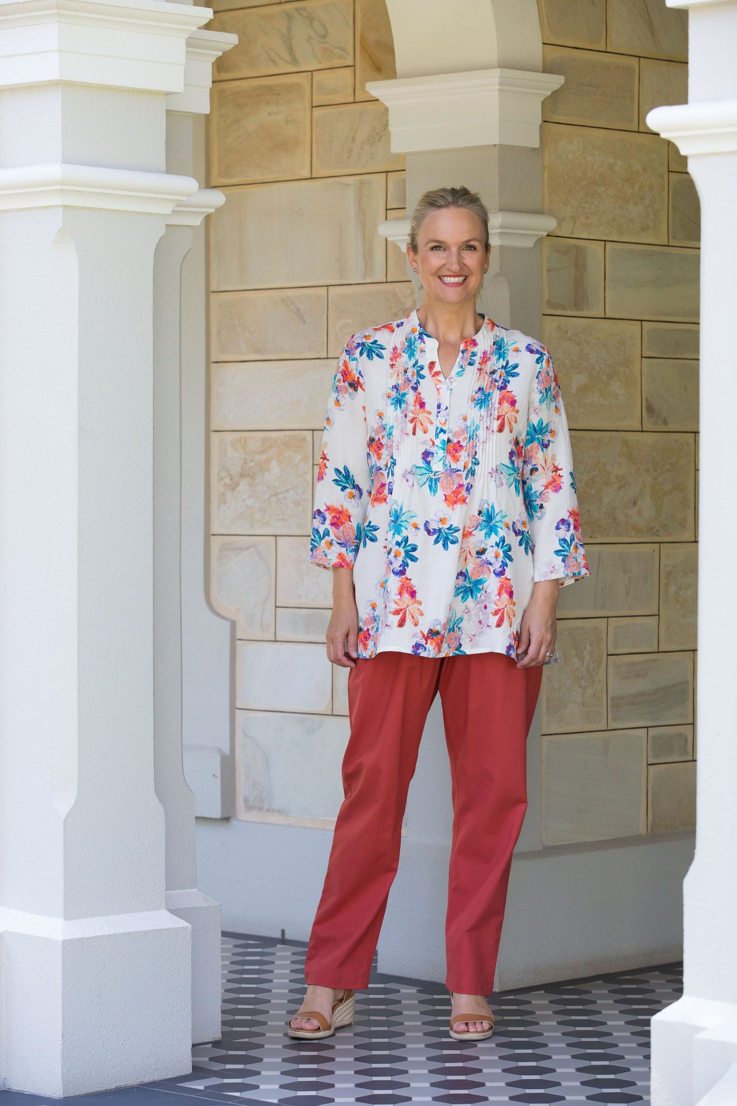 Straight leg Drawstring Pull-on style pants with side seam pockets #6126 - Paprika