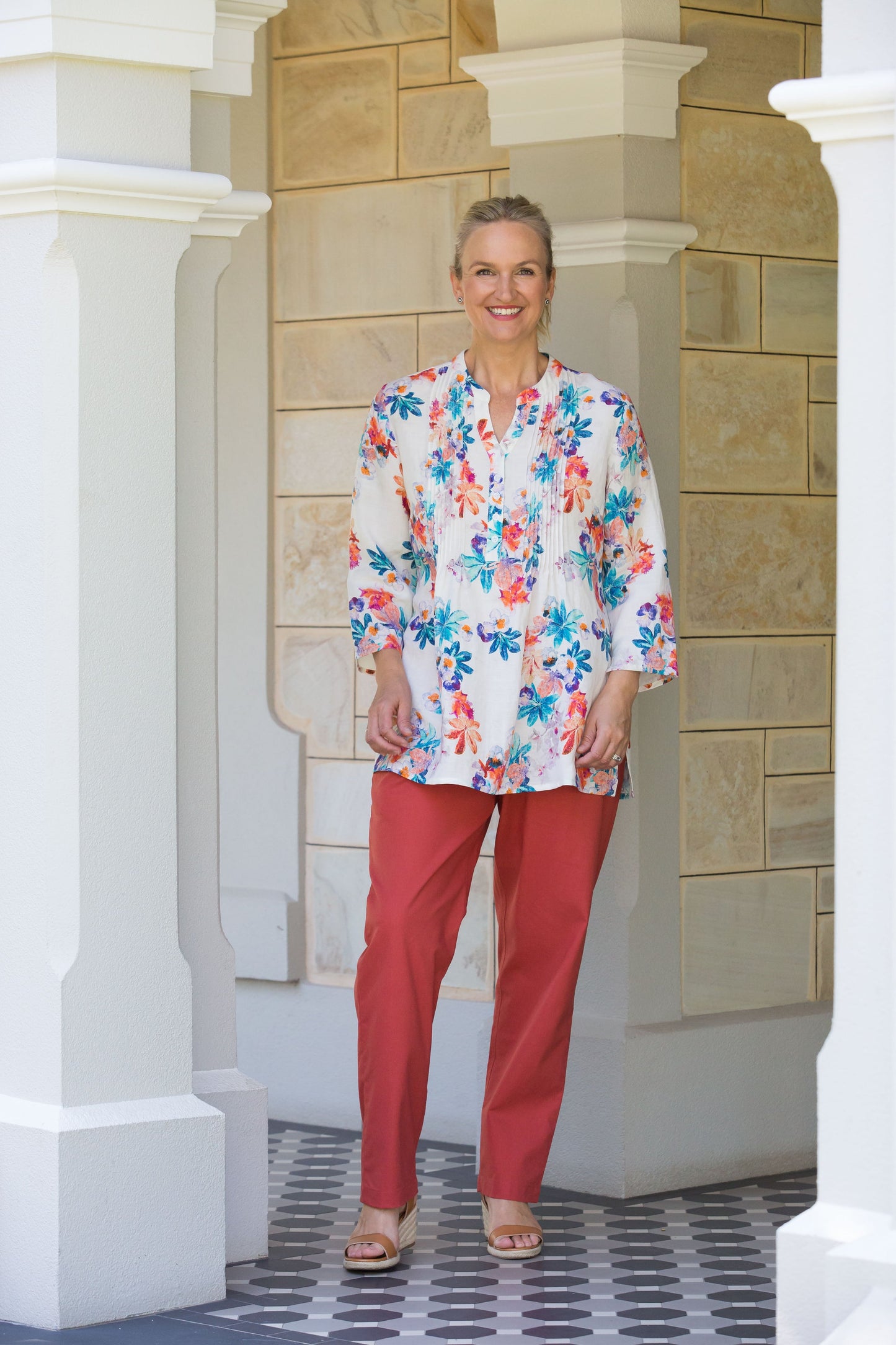 Straight leg Drawstring Pull-on style pants with side seam pockets #6126 - Paprika