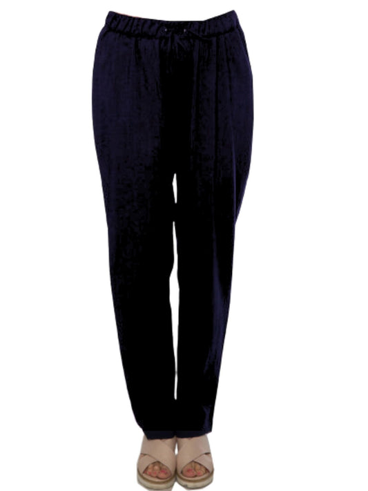 Straight leg Drawstring Pull-on style pants with side seam pockets #6126 - Black